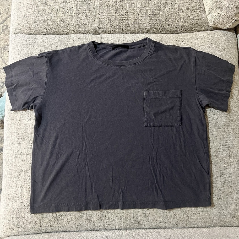 Jenni Kayne Womens Medium Gray Pocket Tee 100% Recycled Cotton Shirt